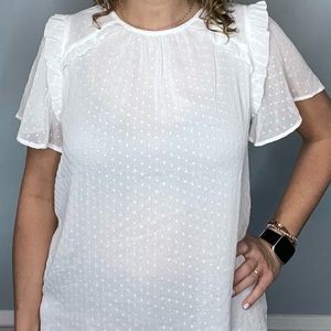 Loft Flutter Sleeve Sheer Blouse.